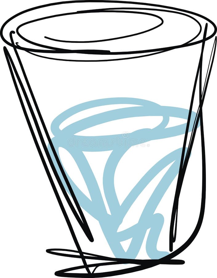 water in a glass cup sketch isolated Stock Vector