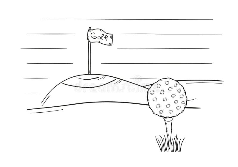 Sketch of the golf ball and flag