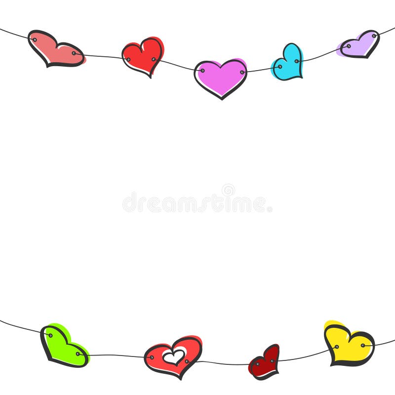 Sketch hearts garland