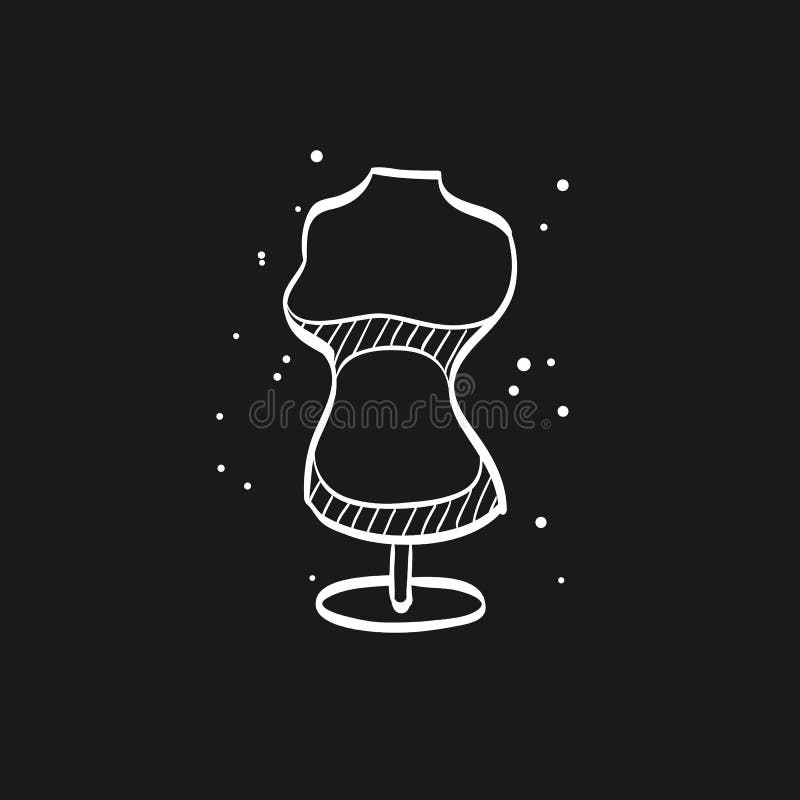 Doodle Tailor Mannequin Icon in Vector. Hand Drawn Sewing