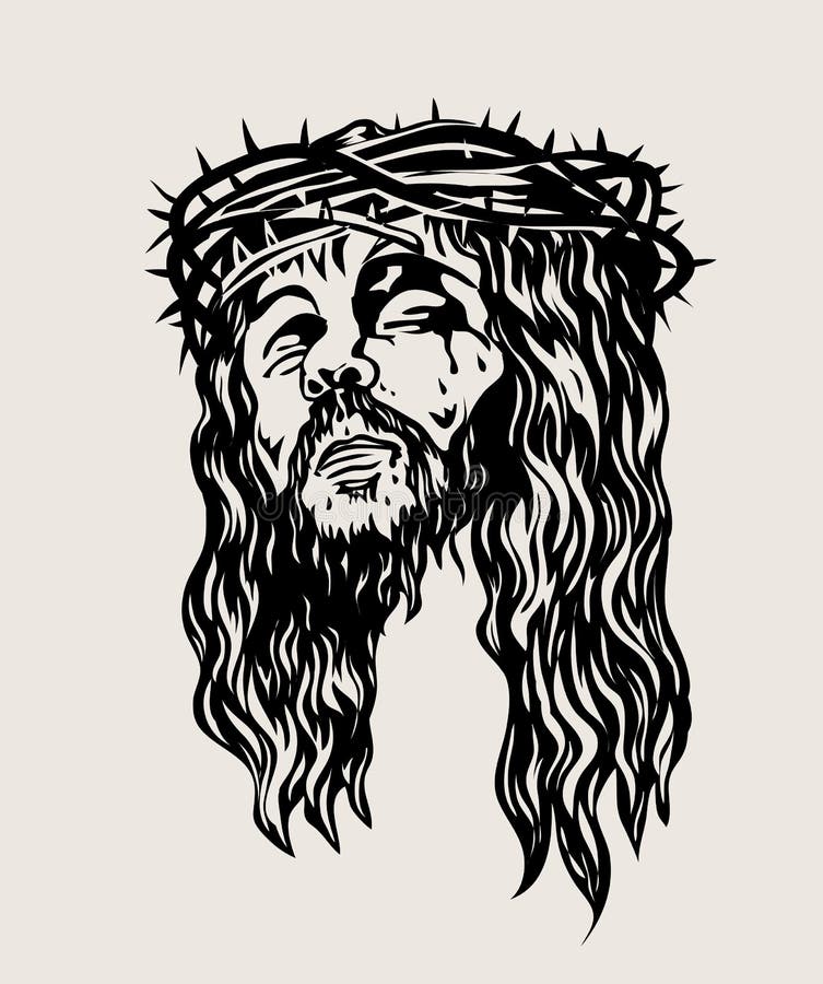 Jesus Face Sketch Drawing, Art Vector Design Stock Vector ...