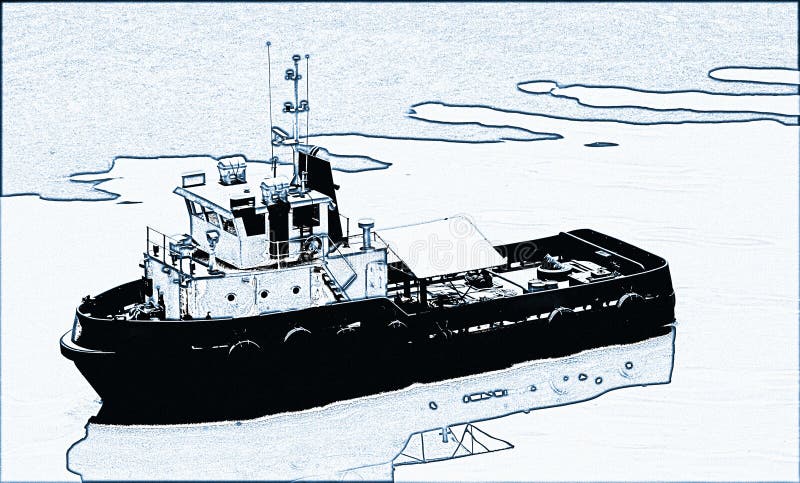 SKETCH IMAGE OF A MODEL TUG royalty free stock photography