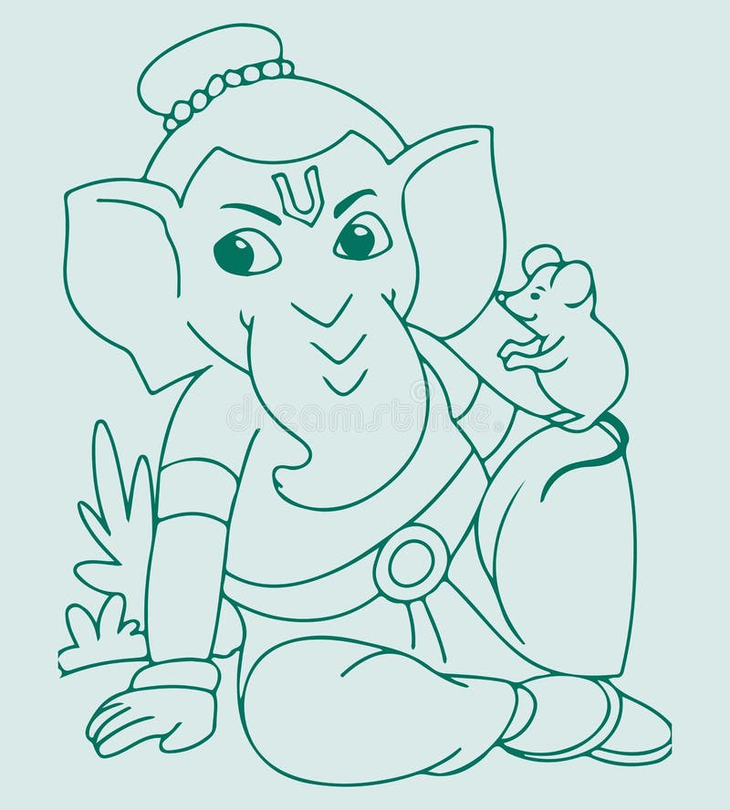 Sketch of Lord Ganesha or Vinayaka Modern Concept Cute Editable Outline  Illustration Stock Vector - Illustration of modern, cute: 205680523
