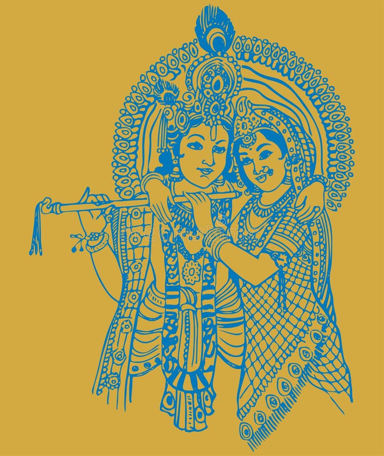 Radha krishna sketch with pen only : Amazon.in: Home & Kitchen