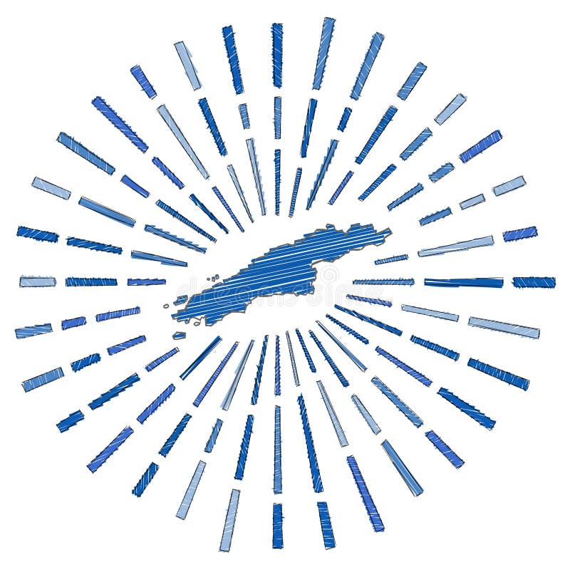 Sketch map of Hydra. vector illustration
