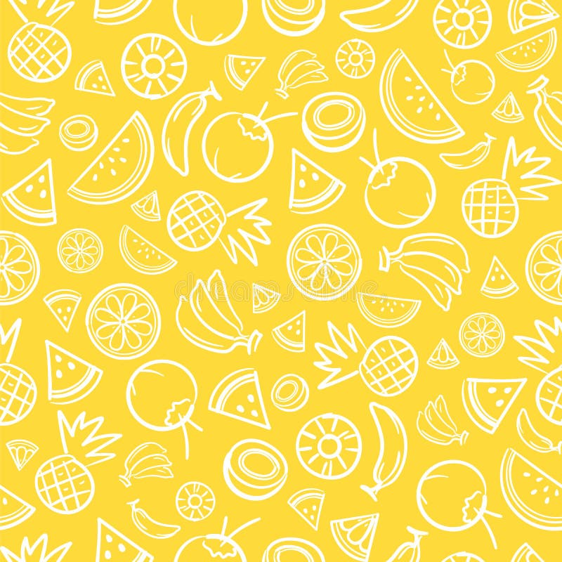 Sketch mixed tropical fruits seamless pattern background vector