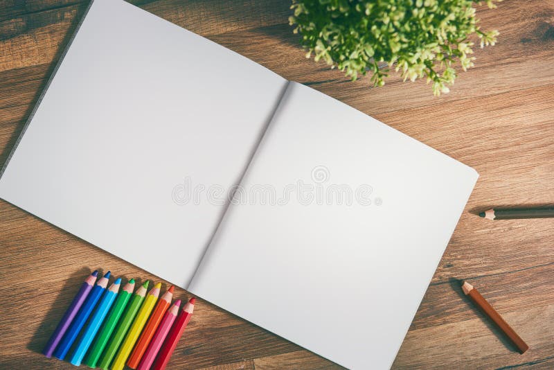 Sketch Pad With Colored Pencils Stock Photo - Download Image Now