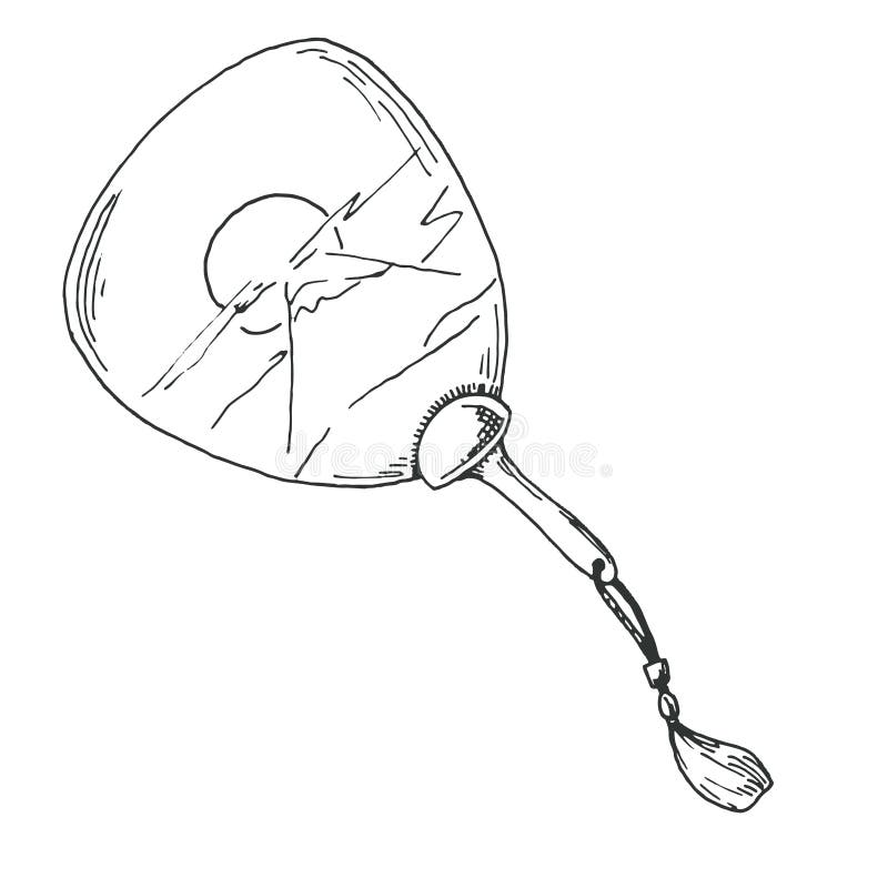 Folding fan. Vector sketch stock vector. Illustration of accessory