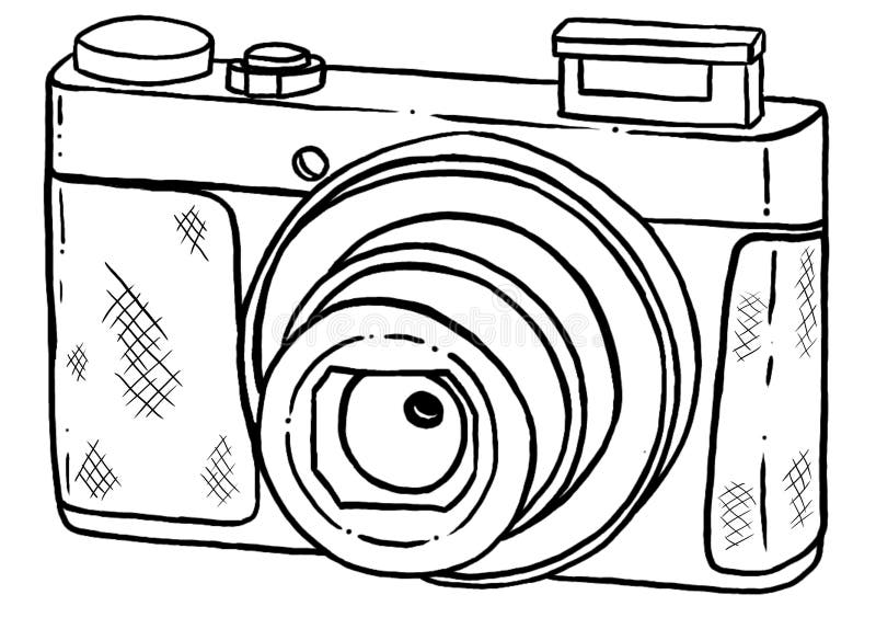 Sketch of a Photo Camera Drawn by Hand Stock Illustration