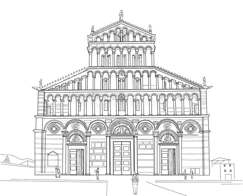 Sketch of Pisa Cathedral stock vector. Illustration of cathedral - 70041210