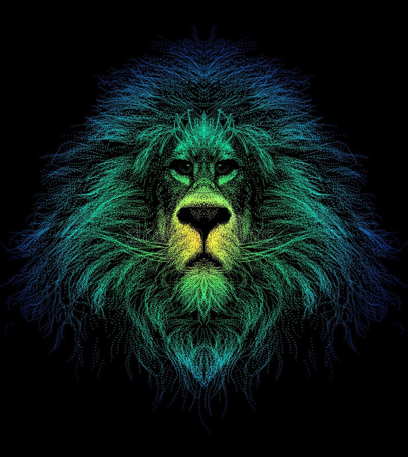Sketch a Portrait Lion Head with a Mane Stock Image - Illustration of ...