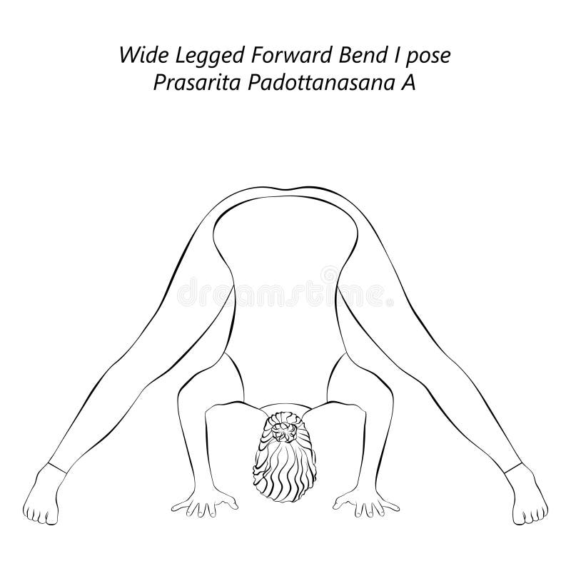 Wide legged forward bend twist variations yoga Vector Image