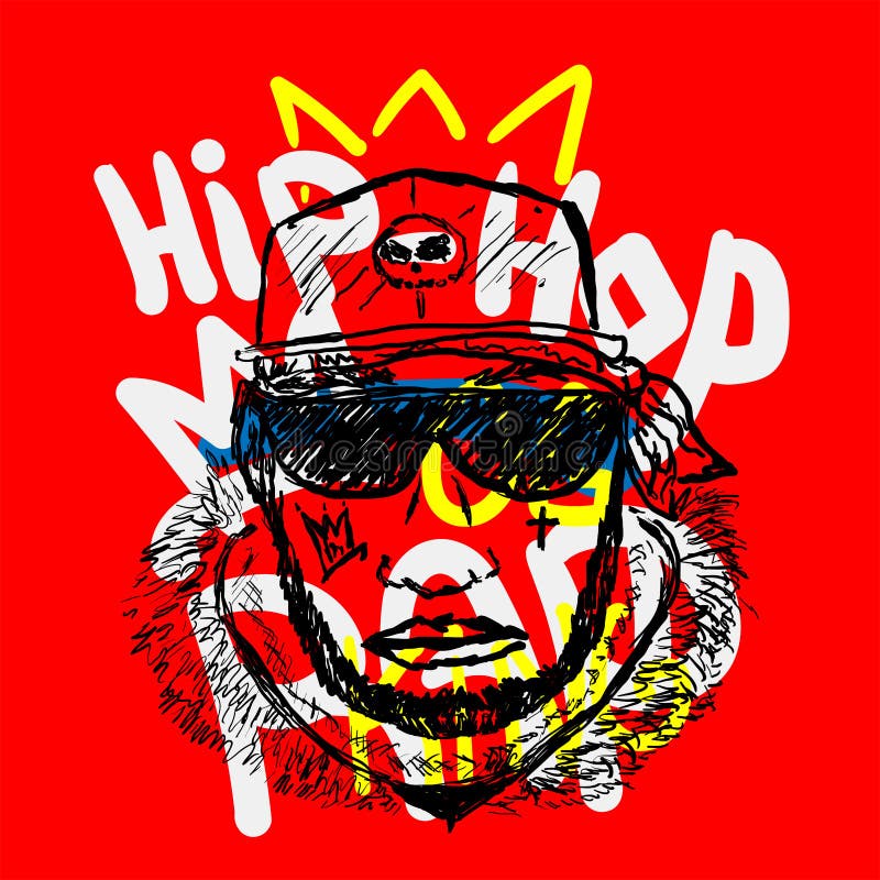 Sketch of Rapper Head Against the Background with Crown and Text Rap, Hip  Hop. Drawn by Hand Stock Vector - Illustration of text, graffiti: 203976666