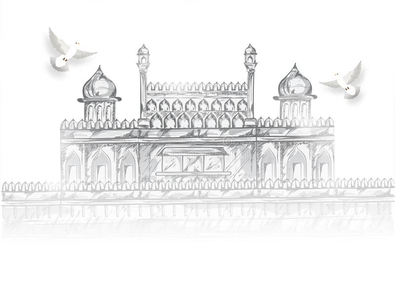 How to draw Red Fort Lal Quila Drawing step by step # Delhi लाल किल्ला -  YouTube