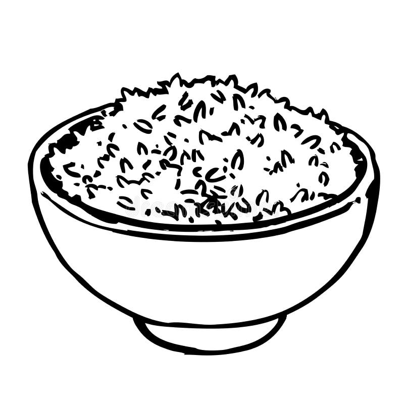 Sketch rice in bowl stock vector. Illustration of icon - 230474162