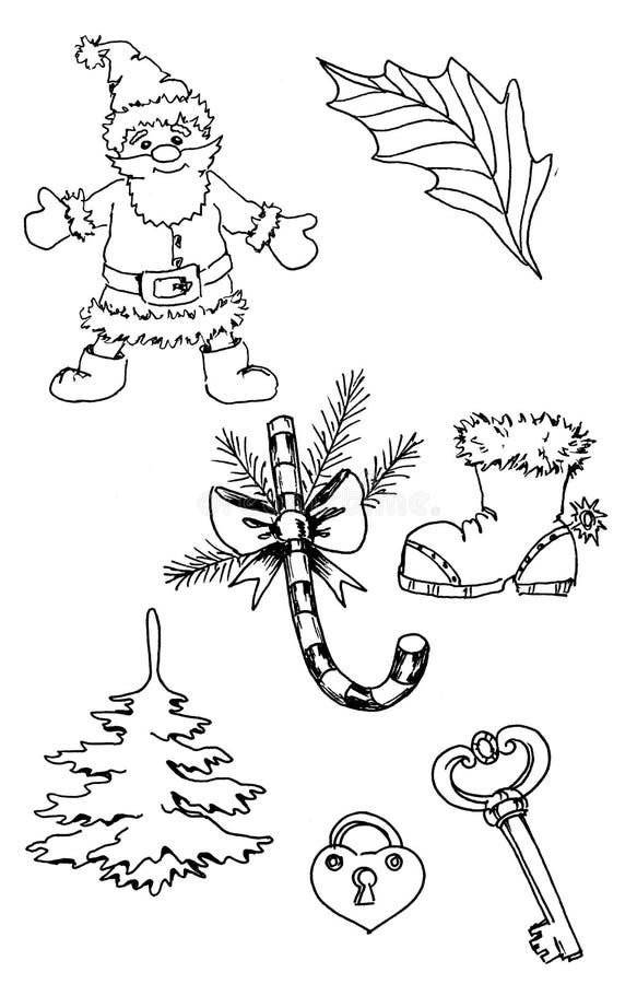 Set Of Illustrations With Santa Claus And Reindeer Bag