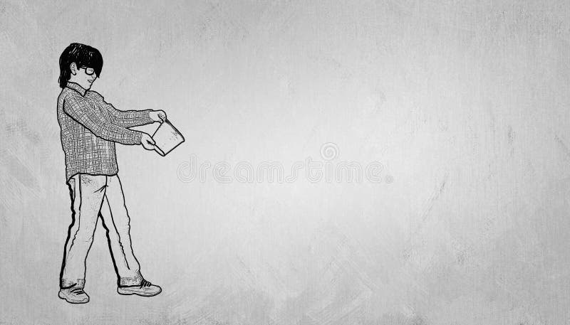 Sketch of school boy vector illustration