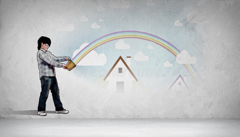 Sketch of school boy stock illustration