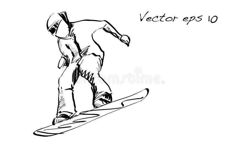 Sketch of Snow board man riding, Winter Sport, Snowboarding coll. Freeze, skier.