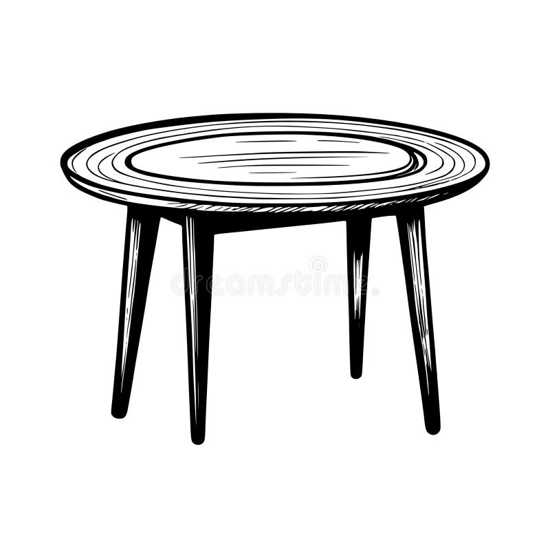 Sketch of a table. hand drawn illustration royalty free illustration