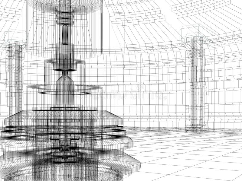 Sketch of technology building vector illustration