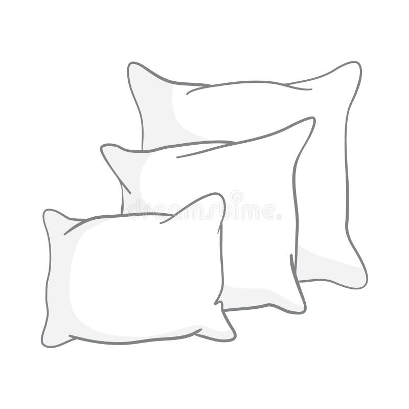 Sketch Vector Illustration of Pillow, Art, Pillow Isolated, White