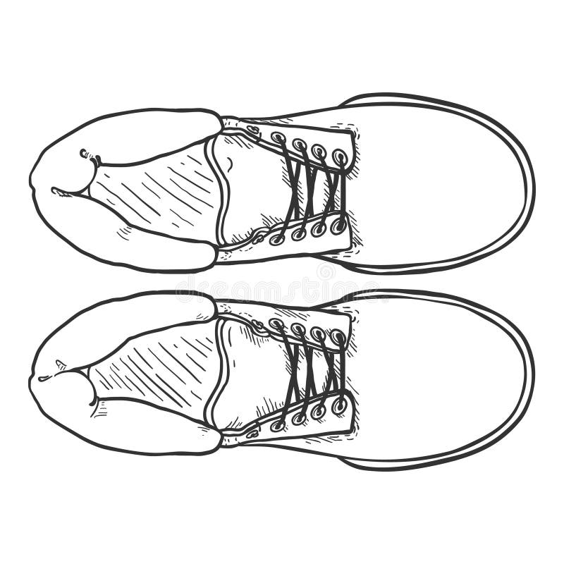 Sketch Work Boots. Vector Illustration Top View vector illustration