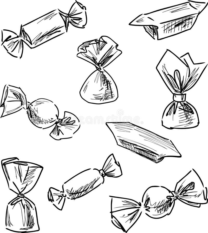 Sketches of the Different Sweets Stock Vector - Illustration of