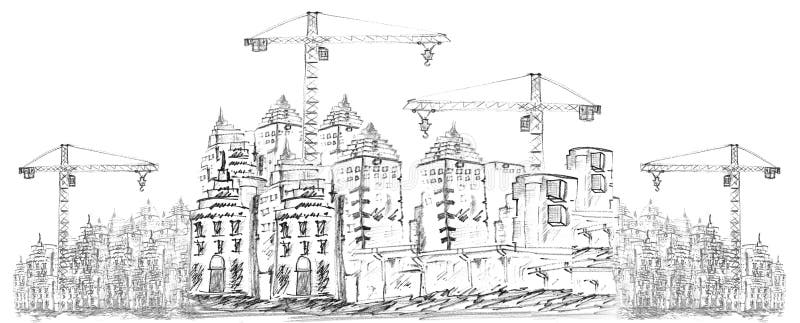 Sketching of building construction royalty free illustration