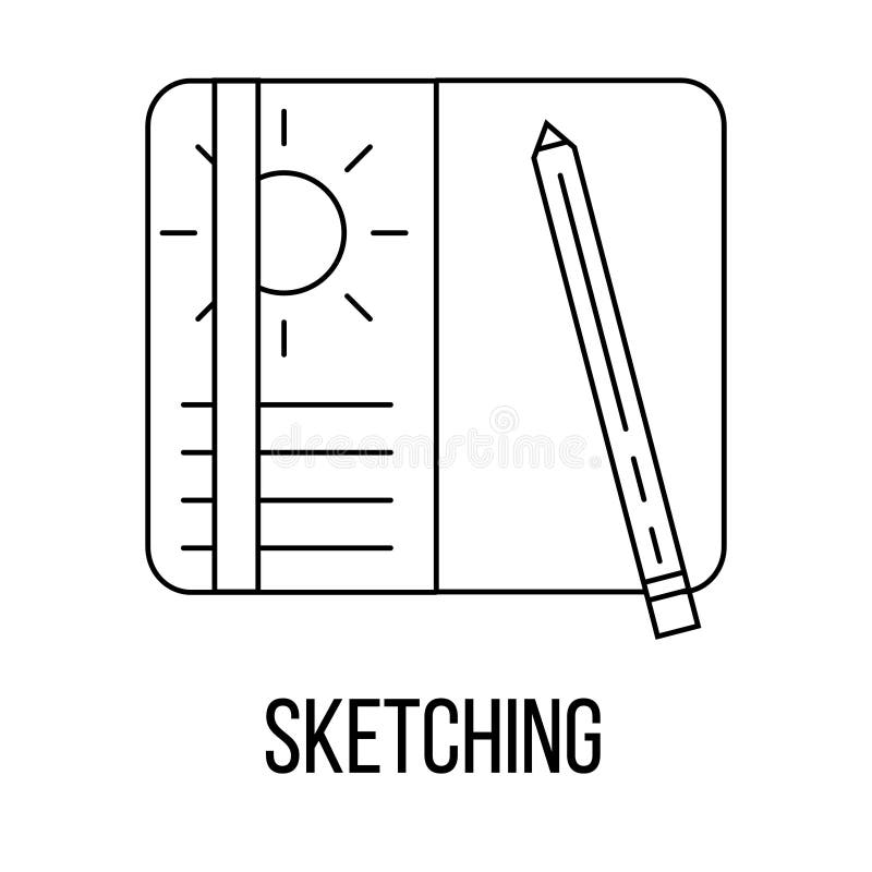 Sketching Icon or Logo Line Art Style Stock Vector - Illustration of