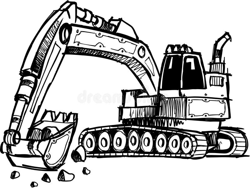 Sketchy Digger Construction Vector Illustration. Sketchy Digger Construction Vector Illustration