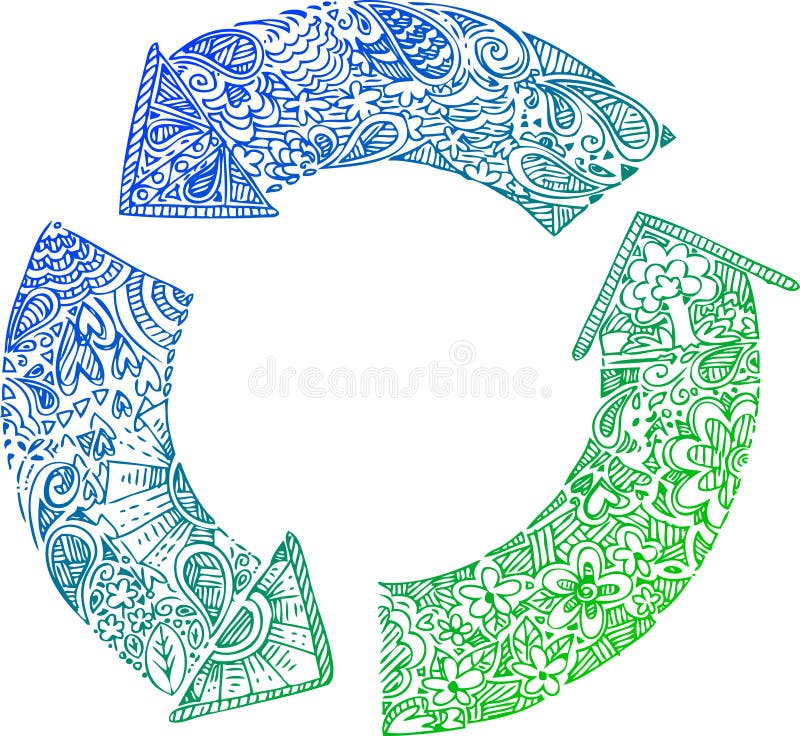 Sketchy doodles: recycle arrows vector illustration