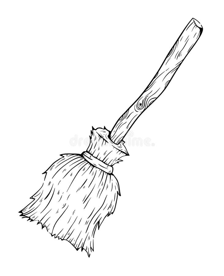 Broom Stick with Hand Draw Style Stock Vector Illustration of style, artwork 218751175