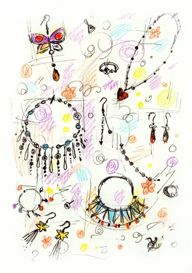 Sketchy Jewelry stock illustration. Illustration of bijoux - 13836585