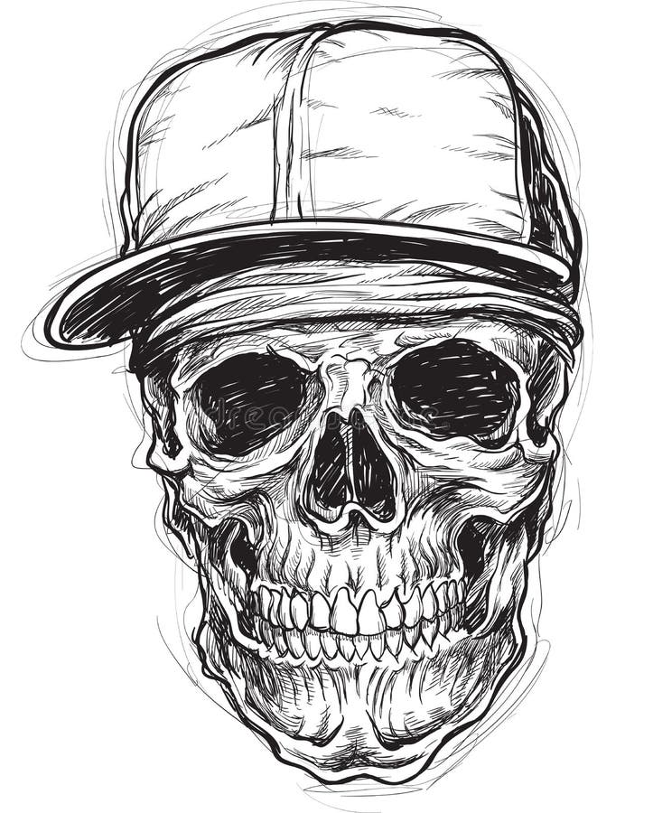 Sketchy Skull with Cap and Bandana royalty free illustration Sketchy Skull with Cap and Bandana royalty free illustration