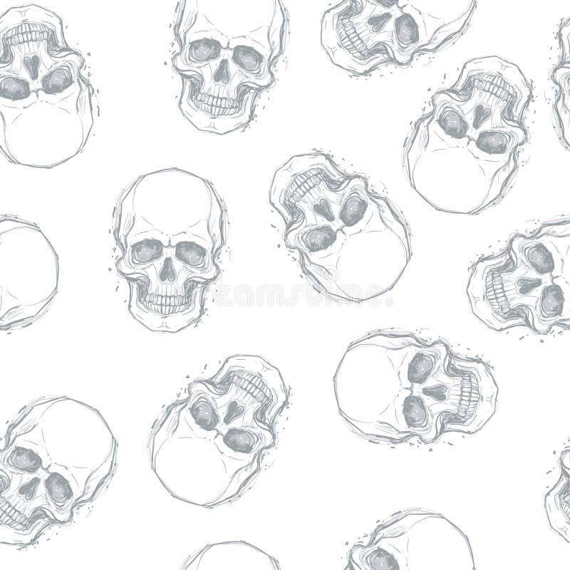 Sketchy Style Drawing of Human Skull, Human Head, Seamless Pattern. Tattoo  Design Element. Vector Illustration Stock Vector - Illustration of magic,  goth: 101858802