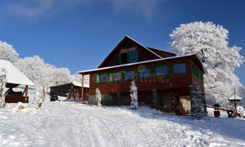 Ski cabin in beautiful landscape in Alps