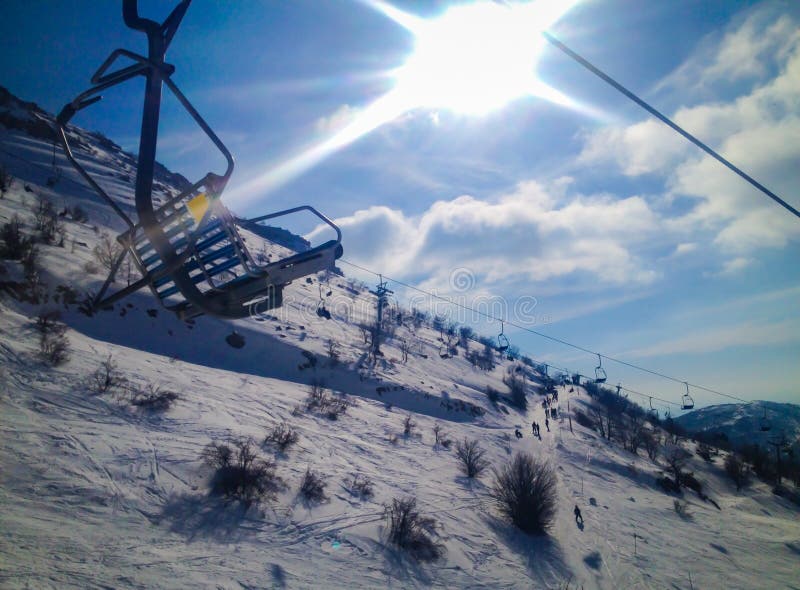 Ski Chairlift at Sunset