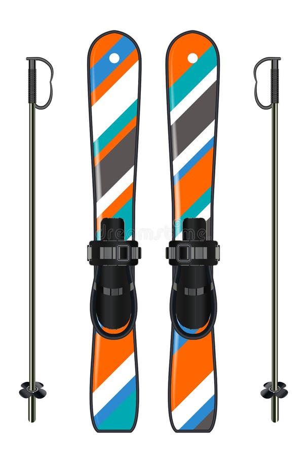 Ski Equipment with Ski Board and Ski Poles Stock Vector Illustration