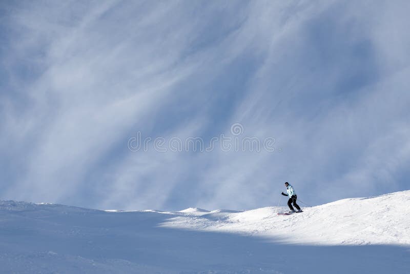 Ski freeride in high mountains