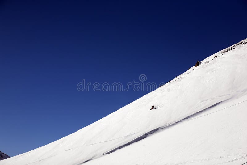 Ski freeride in high mountains