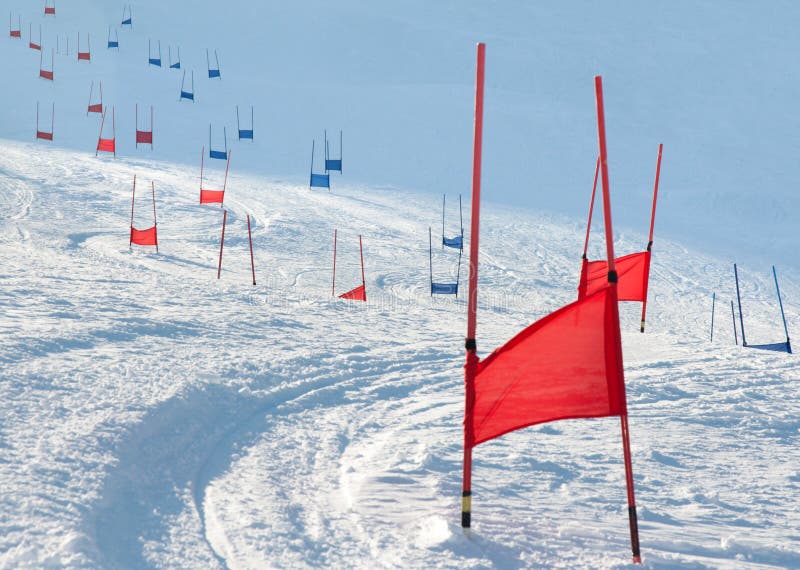 Ski Gates with Parallel Slalom Stock Photo Image of route, cold 13646186