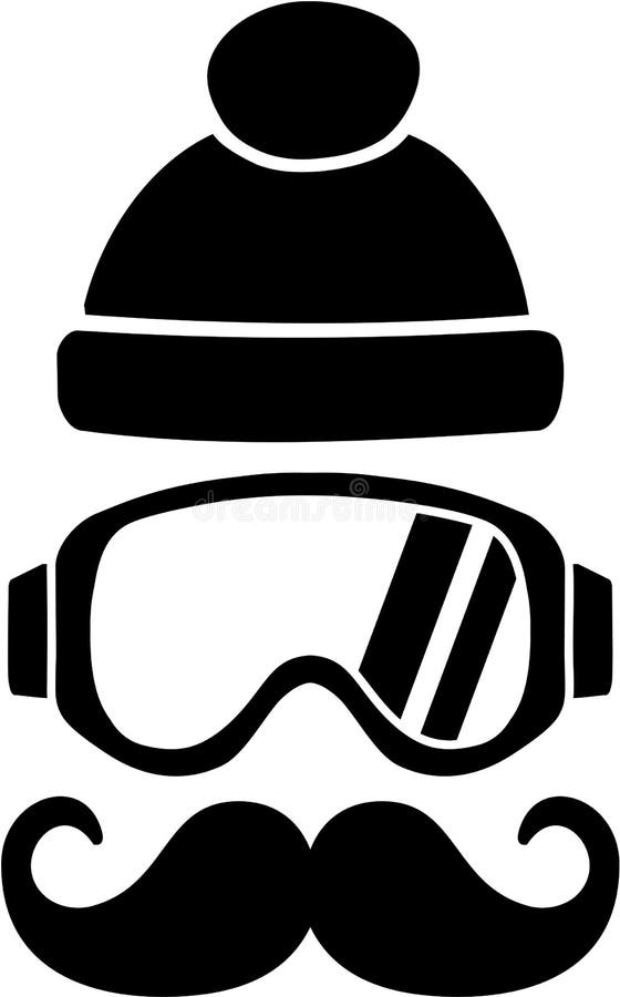 Ski Goggles Hat Mustache stock vector. Illustration of snowboard