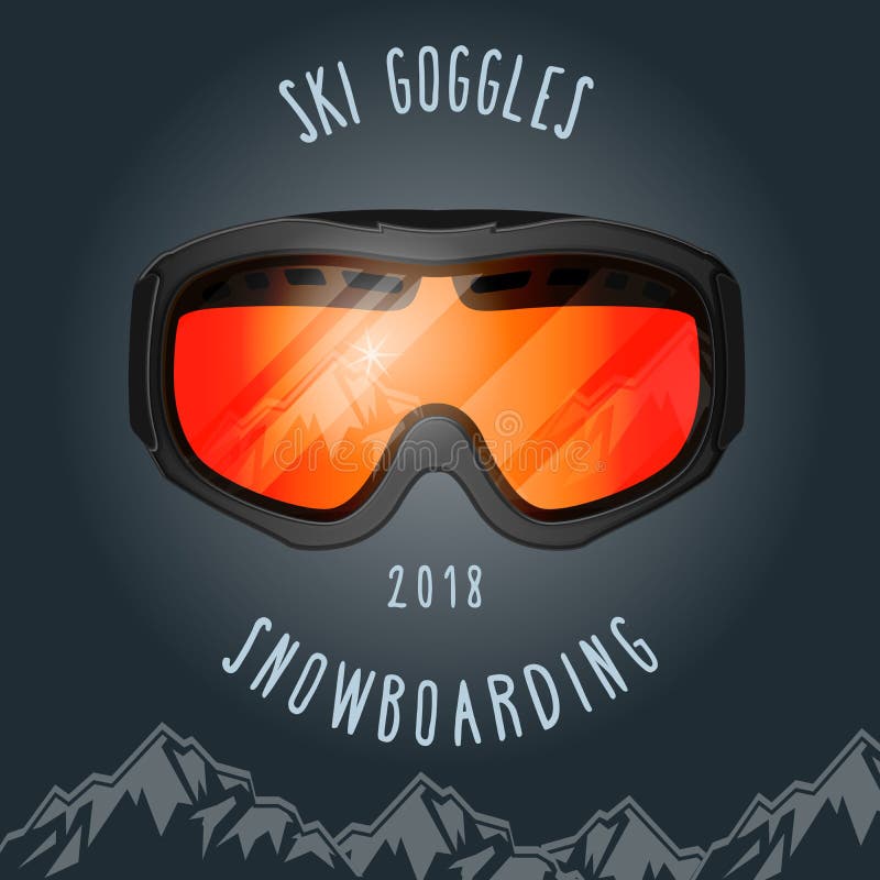 Ski goggles and mountains - snowboarding season poster