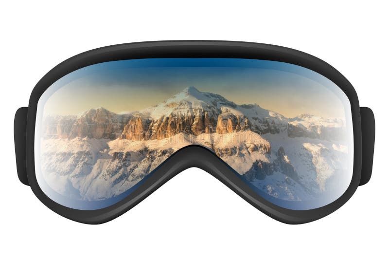Ski Goggles with Reflection of Mountains Stock Illustration