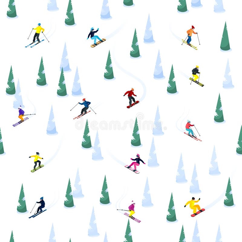 Ski Hill Seamless Pattern ilustração stock Ski Hill Seamless Pattern ilustração stock