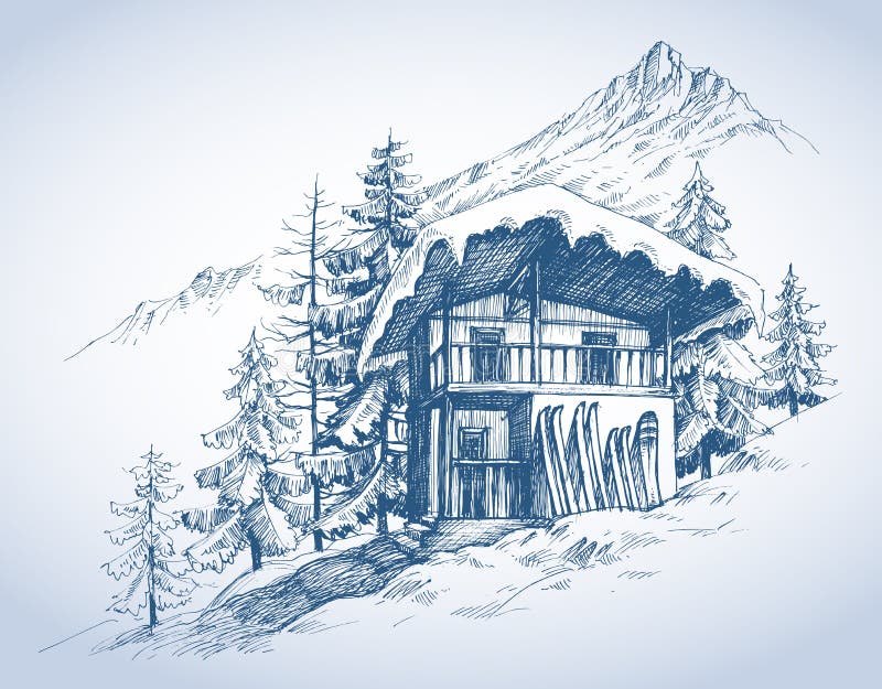 Ski hut vector illustration Ski hut vector illustration
