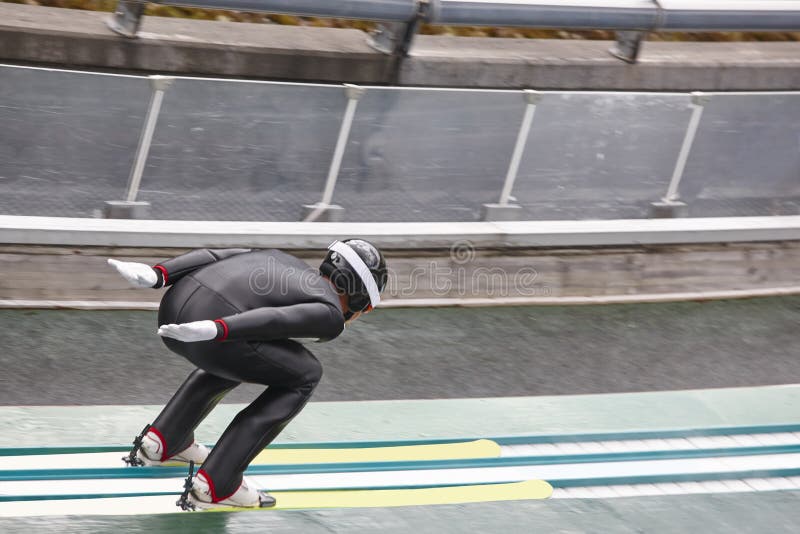 Ski Jump. Artificial Track. Winter Sport. Norwegian Summer Editorial