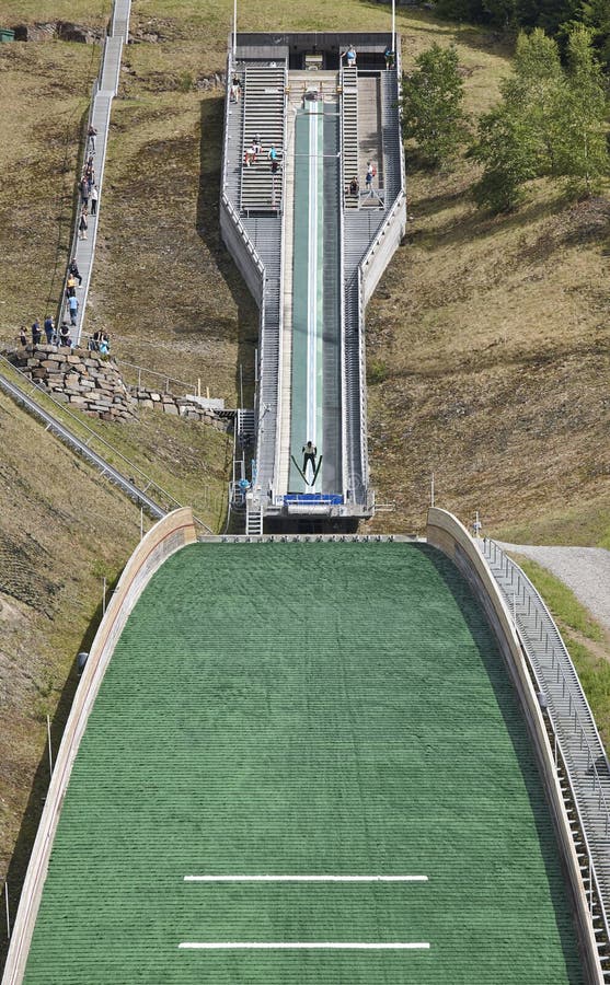 Ski Jump. Artificial Track. Winter Sport. Norwegian Summer Stock Photo