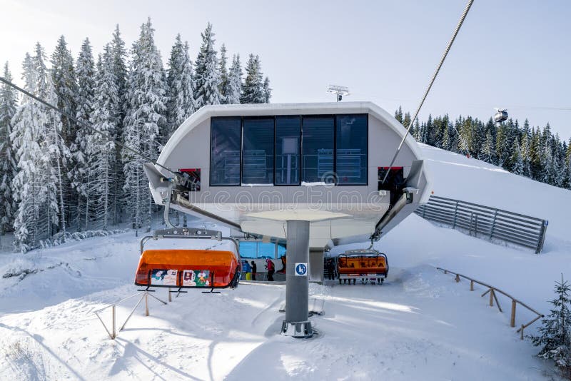 Ski lift chair top station in ski resort Jasna, Slovakia